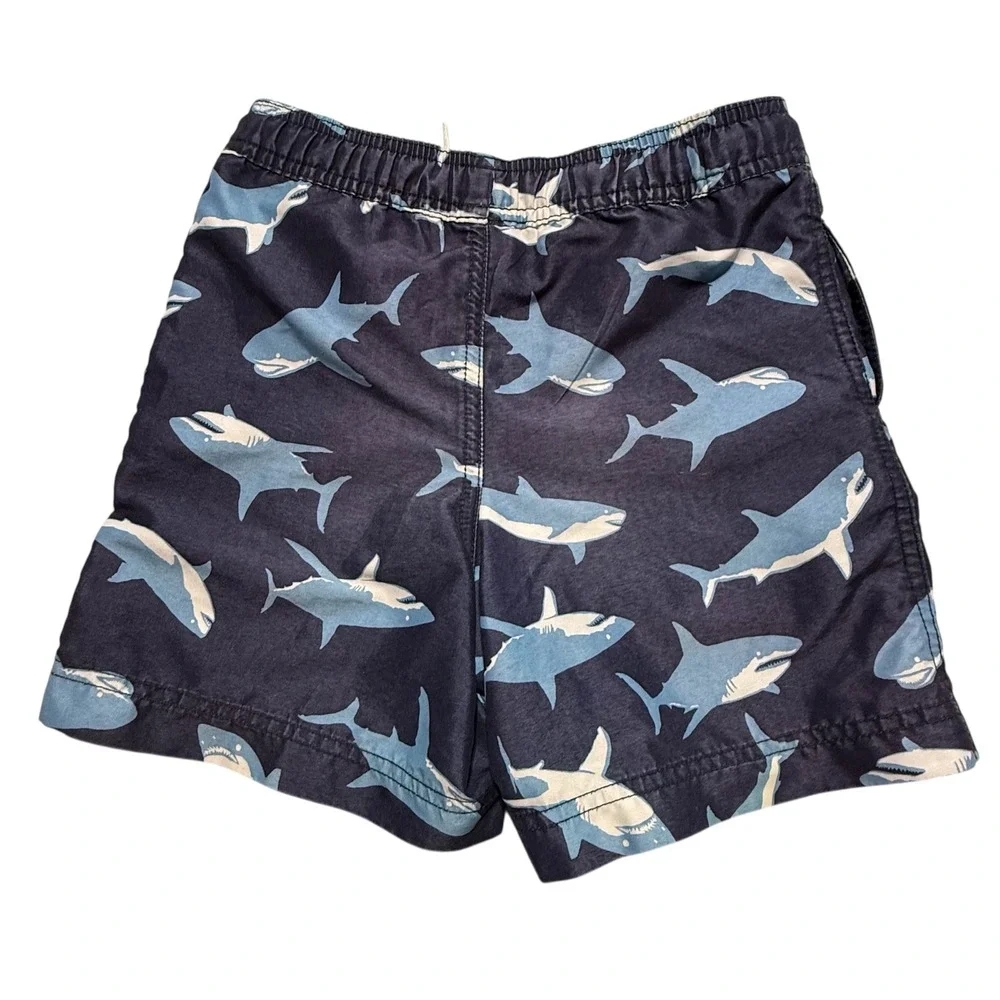 Hanna Andersson Boys Shark Swim Trunks Navy Blue Size 110 US 5